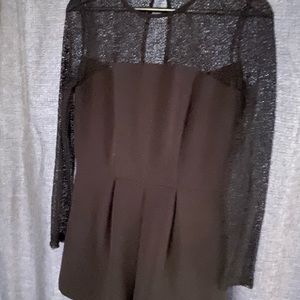 Black Dressy Romper with lace detailing at top